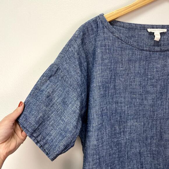Eileen Fisher Organic Hemp and Cotton Boxy Short Sleeve Tunic Top XS - Picture 3 of 6